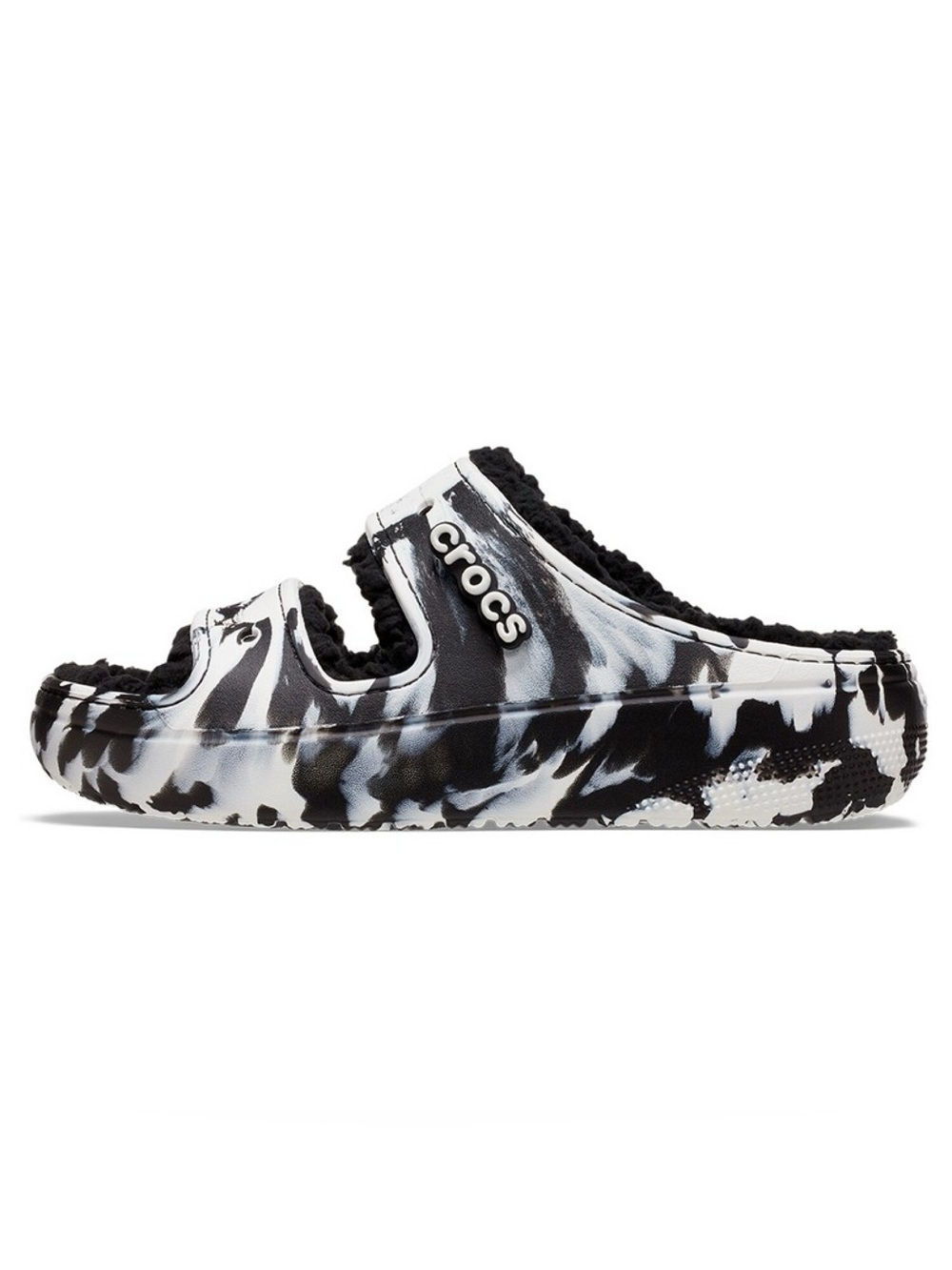 Unisex Black & White Swirl Slide Croc Sandals